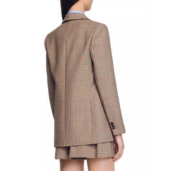 SANDRO | (size 40) Jada Windowpane Brown Plaid Check Blazer Jacket - Picture 2 of 10